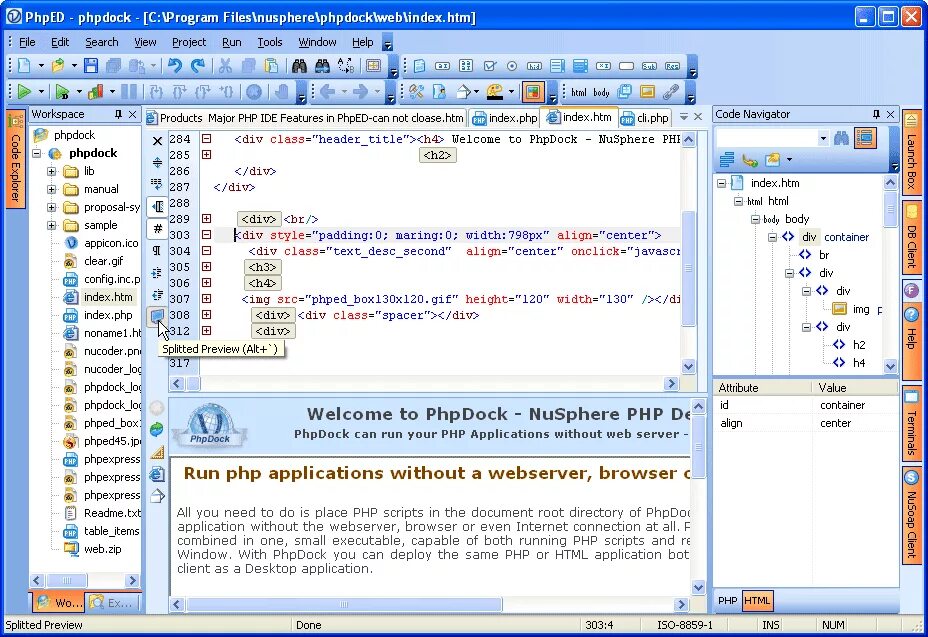 Detailed index php. PHPDOCK NUSPHERE. Php ide. JAVASCRIPT среда разработки. NUSPHERE PHPED лого.