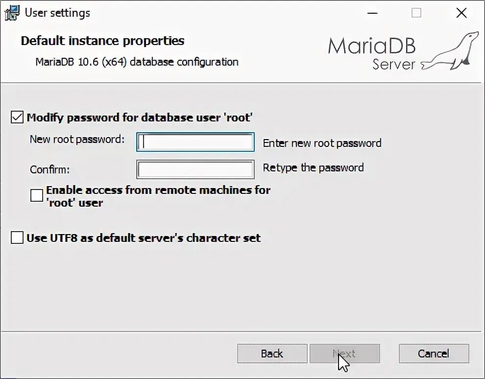 Modify password