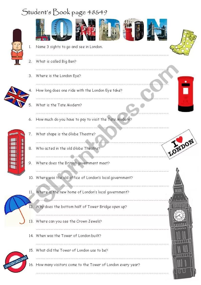 Answer the questions about london when was. Достопримечательности лондона worksheets. достопримечательности лондона задания. английский sightseeing of london worksheets.