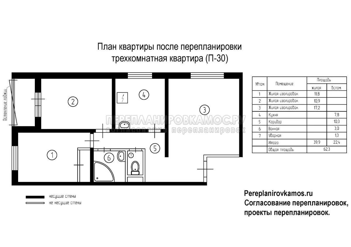 Ремонт квартир в домах серии П-30, перепланировка квартир