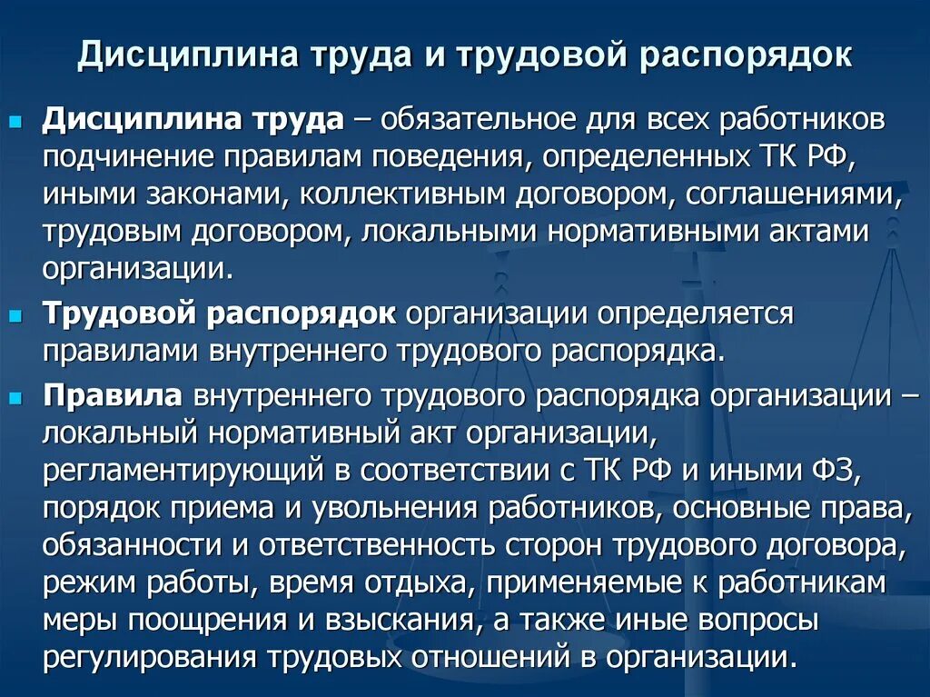 Правила внутреннего трудового распорядка и трудовая дисциплина