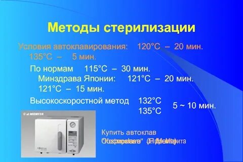 Автоклав режимы