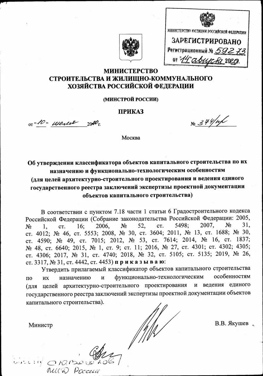 Приказ минстрой 374 пр от 10.07 2025. Приказ министерства. классификатор объектов капитального строительства. приказ об утверждении проектной документации. заключение экспертизы егрз.