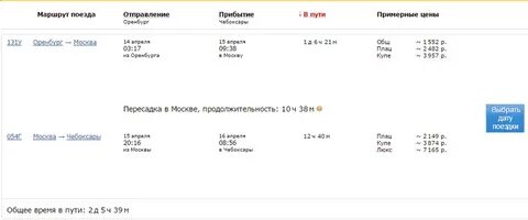 Прибытие жд оренбург