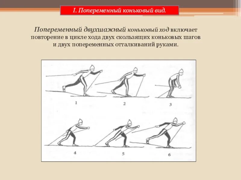 Попеременный двухшажный коньковый ход. 2. Одновременный одношажный коньковый ход. Попеременный двухшажный коньковый ход (вид сбоку). Попеременный двухшажный коньковый ход на лыжах техника.