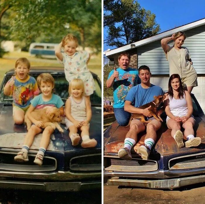Спустя годы таня. Прикольные семейные фотосессии. Семейные фотосессии спустя года. Семья сквозь года. Фотосессия 20 лет спустя.