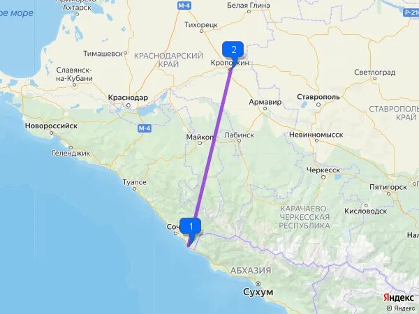 Пятигорск сочи расстояние
