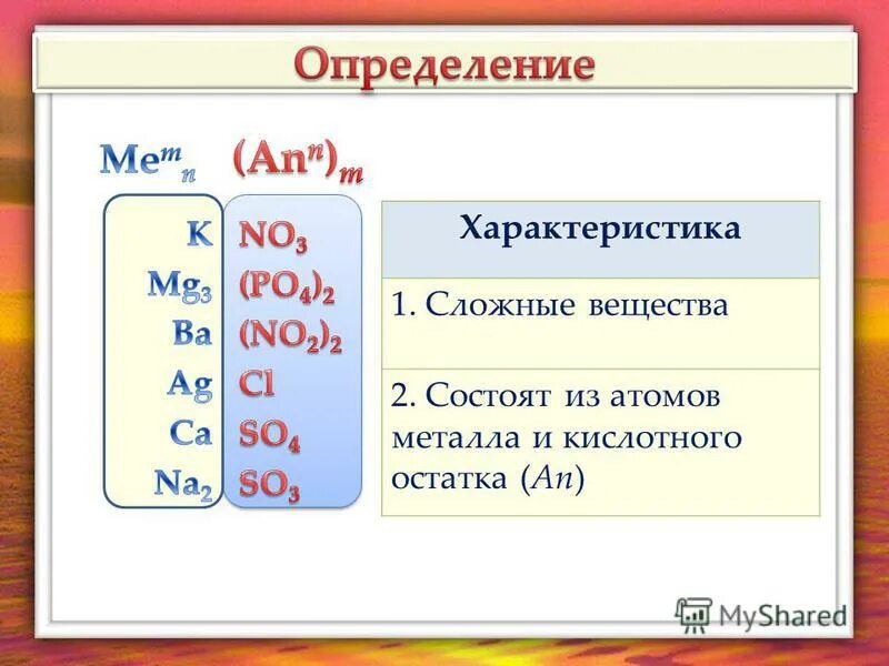 Металл кислотный остаток группа