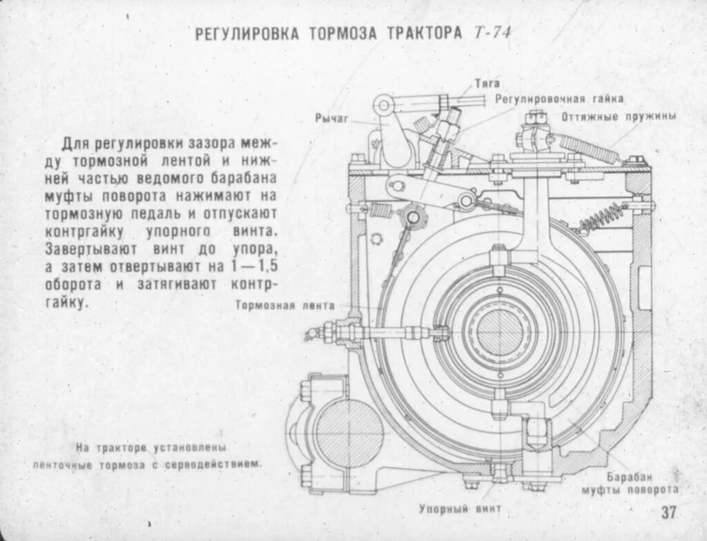 Регулировка тормозов т 25