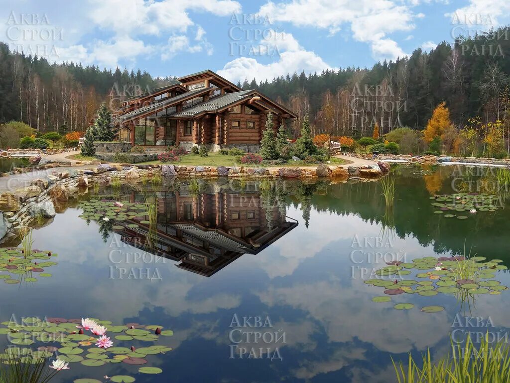 водоем на участке. ключ водоем. плавающий фонтан messner versailles. дети брызгаются водой из шланга. аквастройгранд.