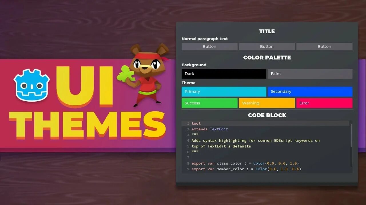 Mui theme. Godot themes. ui in godot. godot interface. gui godot.