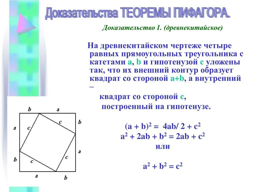 Теорема пифагора интересное. Теорема Пифагора доказательство теоремы. Геометрия доказательство теоремы Пифагора. Доказательство теоремы Пифагора кратко. Доказательство теоремы Пифагора Пифагором.