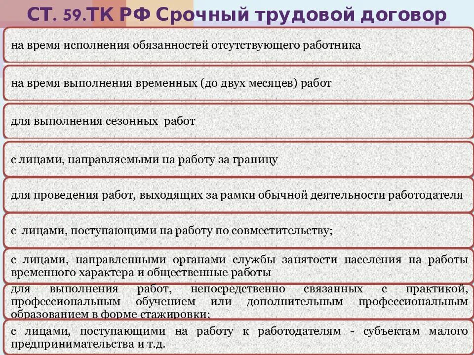 Трудовой кодекс сроки действия. Срочный трудовой договор. Срочныйрудовой договор. Срочный трудовой договор ТК. АБЗ. 2 Ч. 1 ст. 59 ТК РФ.