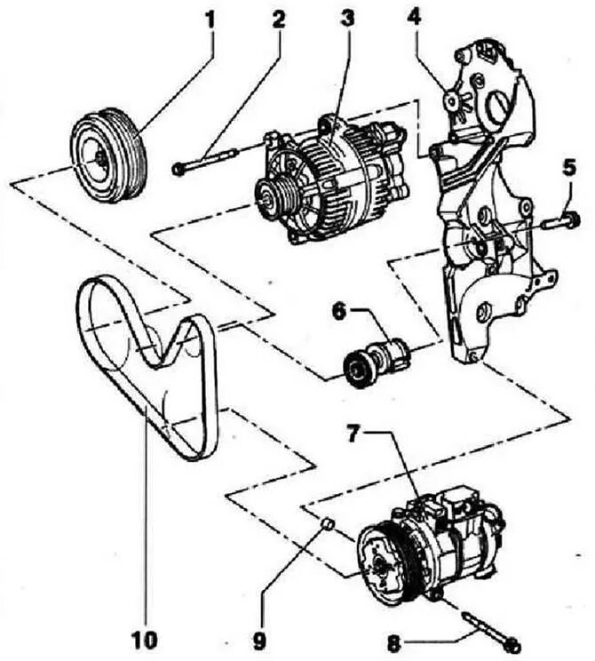 Volkswagen Tiguan 2007-2015: Removal and installation of the generator (2.0 l TS
