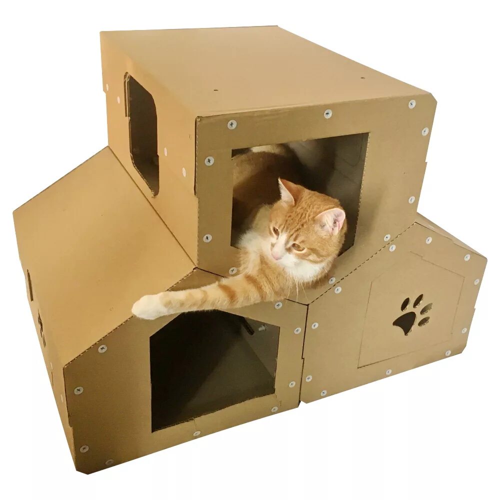 Как сделать дом котика. Домик для кошки из коробки. картонный кошачий домик. картонный домик для кота.