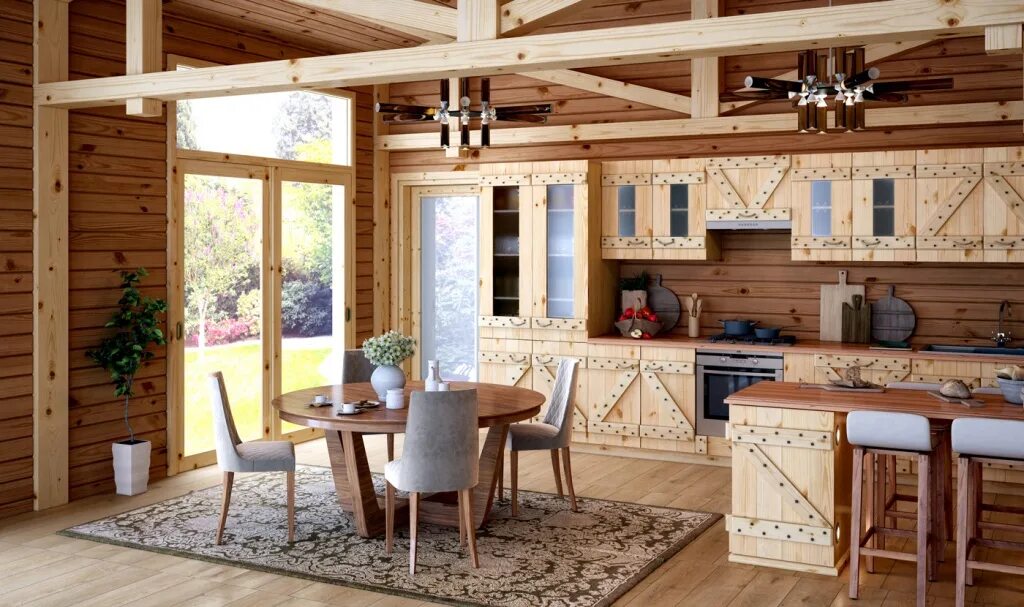 Кухни на дачу. Кухонный гарнитур дерево. Кухня карельская сосна. Деревянные кухни для дачи. Кухонная мебель из вагонки.