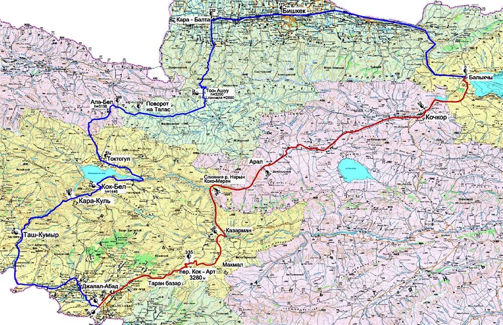 Карта дорог севера. Карта автомобильных дорог Кыргызстана.