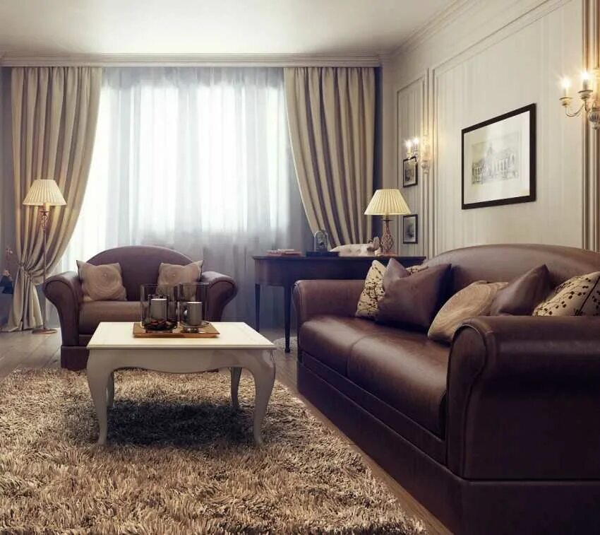 Обои коричневому дивану. Гостиная в коричневом цвете. Коричневый диван в Светлом интерьере. Коричневый диван в интерьере. Шторы в гостиную с коричневым диваном.