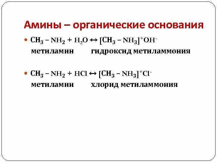 Основания в органической химии. Амины органические основания. Амины как органические основания. Ch3nh2 h2o. Nh3 o2 nh3 cl2 nh3 hcl