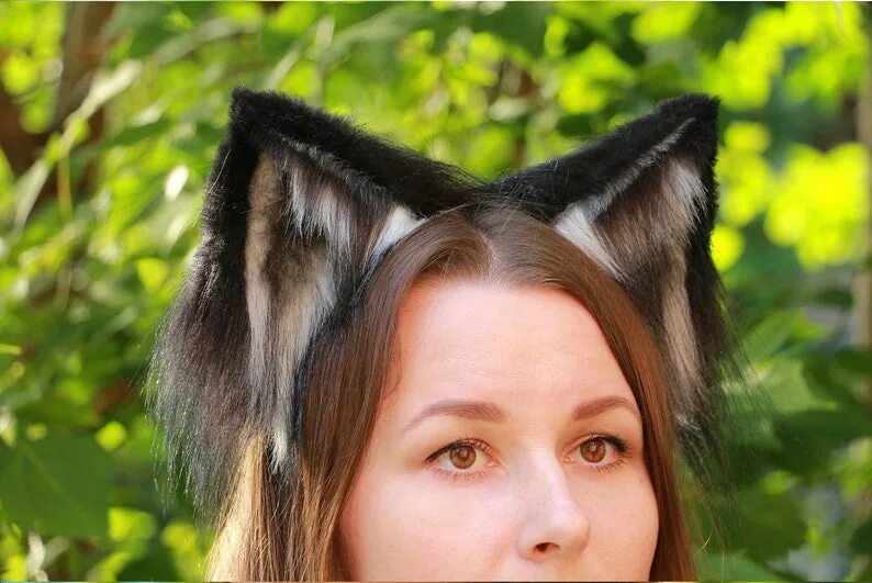 Fox ears. Кошачьи ушки. Уши волка. Реалистичные кошачьи ушки. Прическа кошачьи ушки.