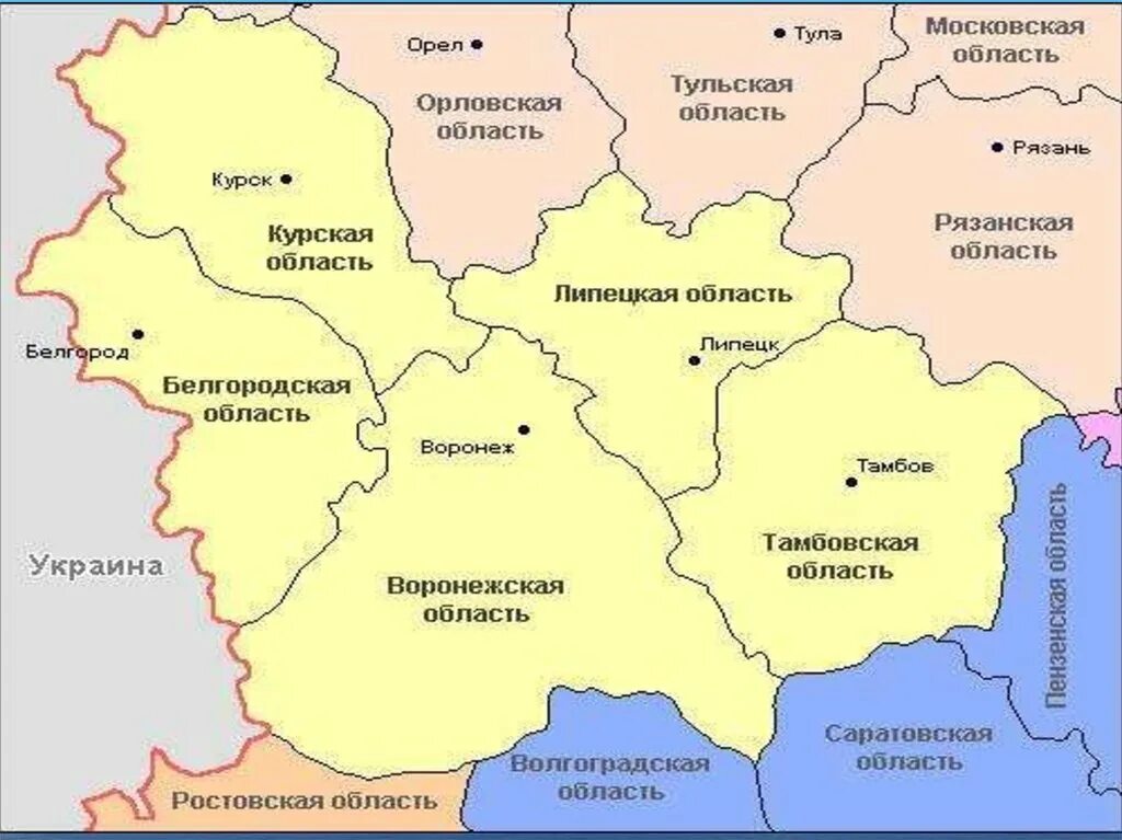 Районы Центрально Черноземного района России. Центральный и Центрально Черноземный федеральный округ. Центральный Черноземный район на карте центральной России. Центрально Черноземный район на карте России. Курская область граница с какой областью украины