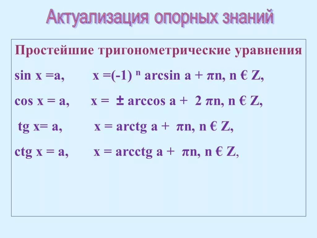 Формулы для решения простейших тригонометрических уравнений 10 класс. Решение тригонометрия тригонометрических уравнений. Решение простейших тригонометрических уравнений. 1. Решение простейших тригонометрических уравнений.. Простейшие тригонометрические уравнения с ответами