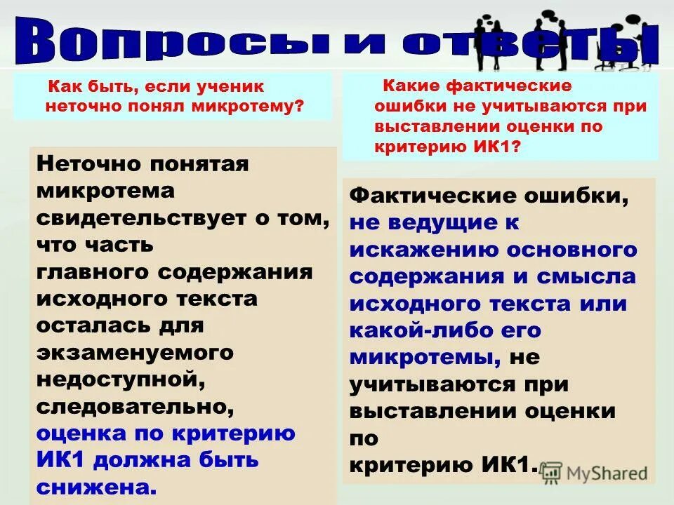 Русский не будут учитывать. Фактическая ошибка это какая. Критерий ик1. Искажение основного смысла микротемы это что.