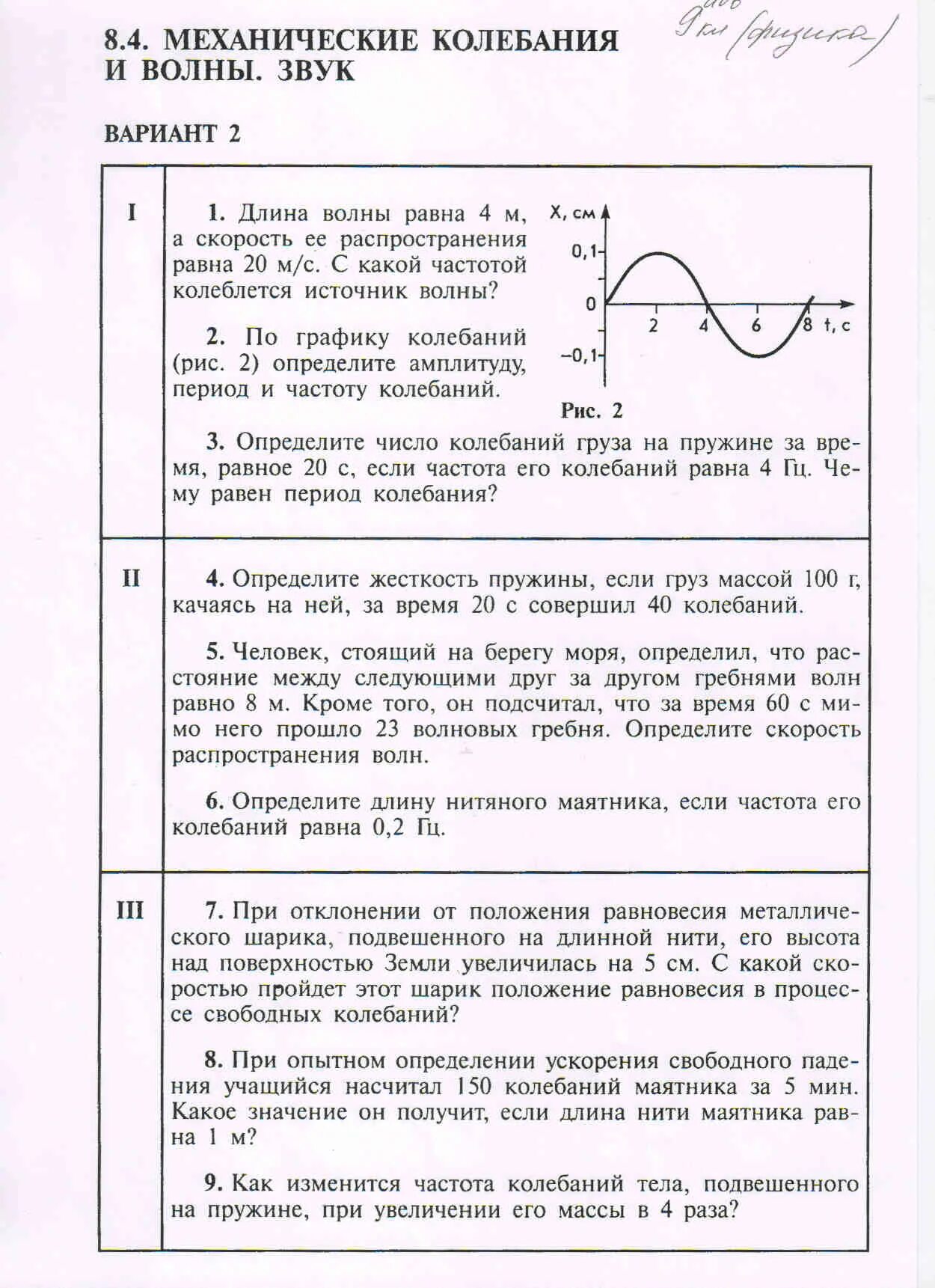 Контрольная работа по теме колебания. Контрольная работа по физике колебания. 2 механические колебания и волны звук. контрольная механические колебания и волны. кр 4 механические колебания и волны звук.