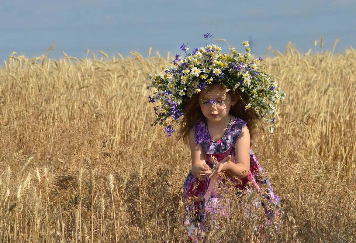 Фотосессия в поле. Дети в поле. Девушка в поле.