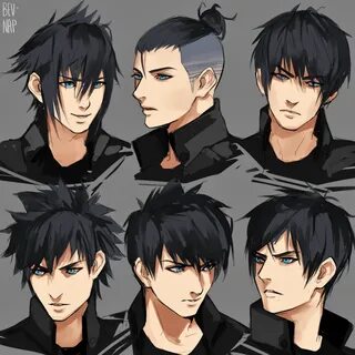 Noct Hairstyles by Bev-Nap on DeviantArt Manga hair, Anime hairstyles male, Anim