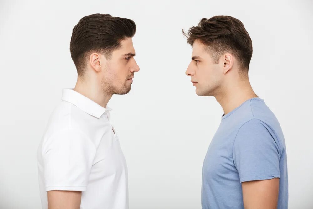 Looking at each other. 2 Angry men look at each other. Angry в другой форме. Look at each other.