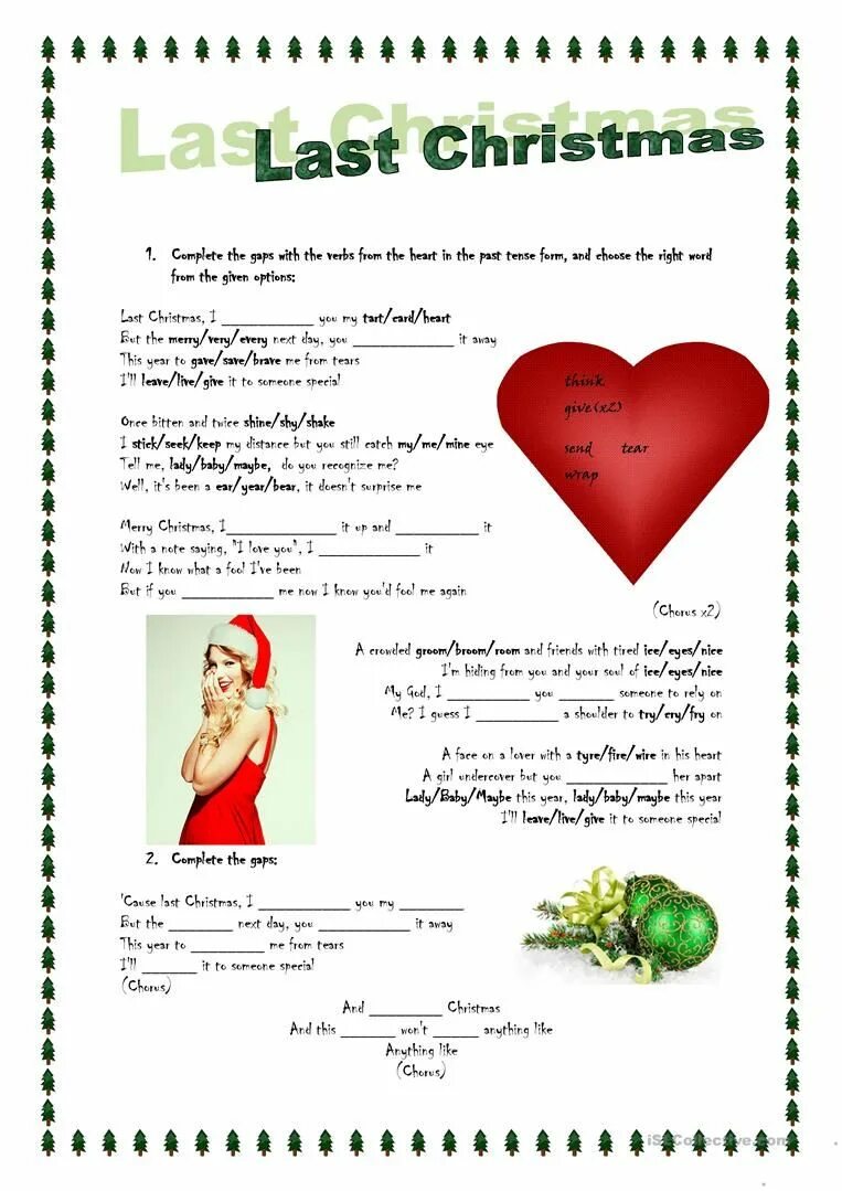 Christmas Songs Worksheets last Christmas. Last Christmas Worksheet. Last Christmas текст. Last Christmas задания. Ласт май харт