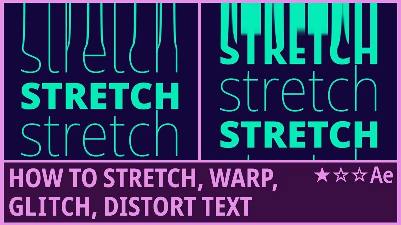 Text stretch. Warp text. Distorted text. Stretch text. Kinetic text.