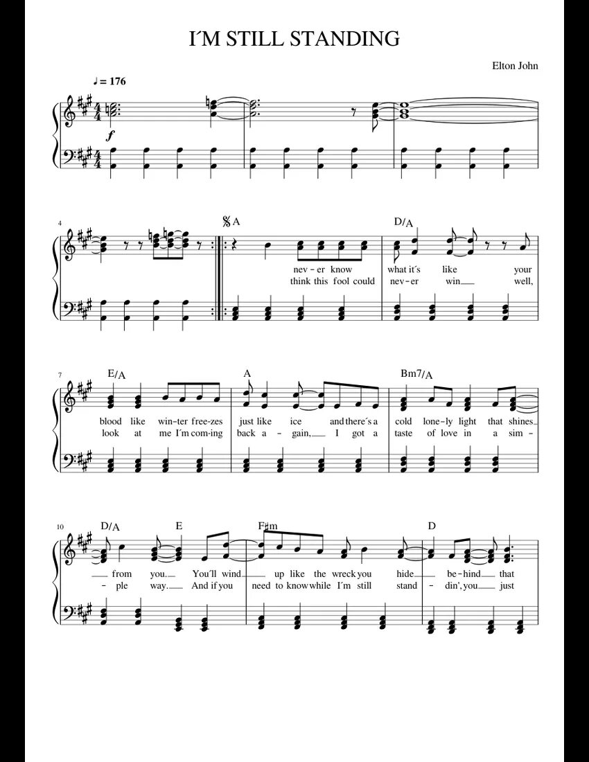 I m standing перевод. Im still standing ноты. i&#039;m still standing на пианино. im still standing ноты для пианино. i&#039;m still standing ноты для фортепиано.