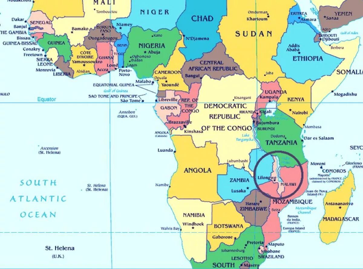 Малави на карте Африки. Озеро Малави на карте Африки. Озеро Ньяса на карте Африки на карте. Малави политическая карта.
