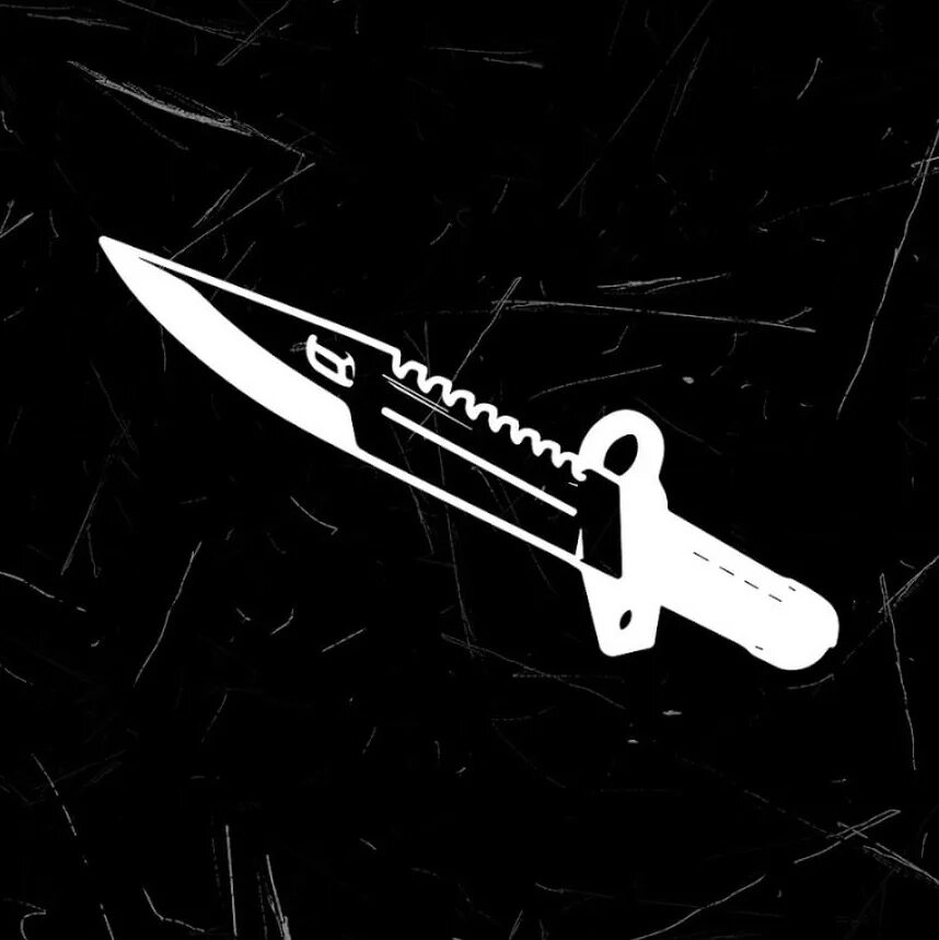 Приватка где есть наклейки и ножи. Нож на черном фоне. Нарисованный нож на черном фоне.
