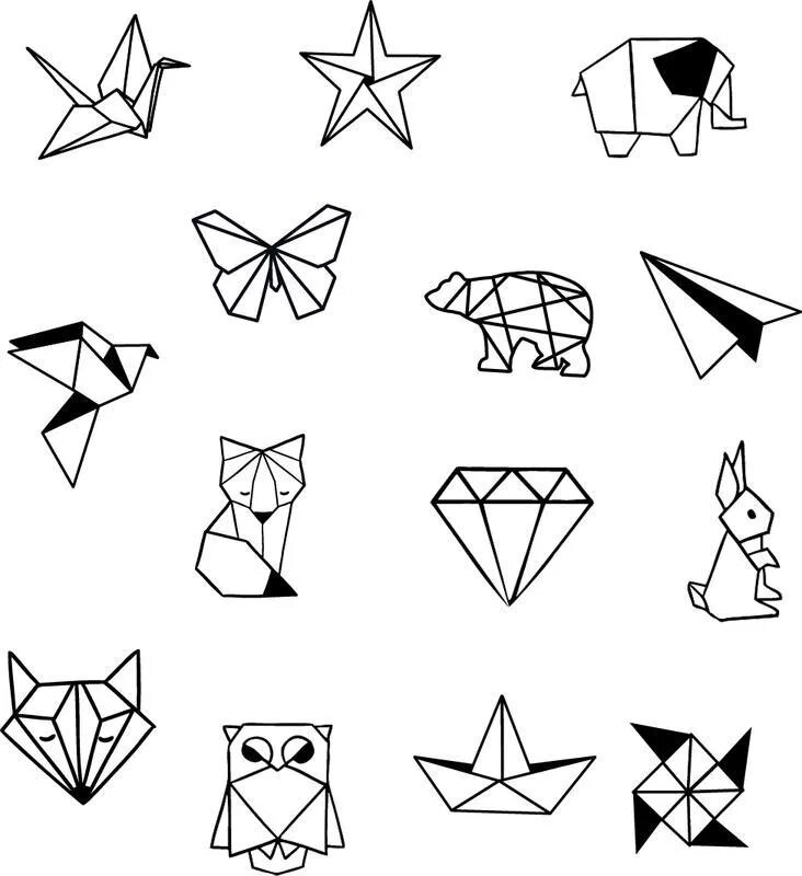 Оригами рисунок. Геометрические животные. Геометрические животные простые. Фигуры из линий. Животные геометрическими фигурами.