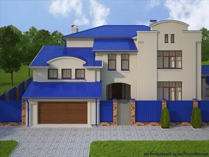 Дом с синей крышей