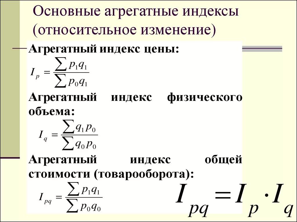 Агрегатный индекс товарооборота формула. Агрегатные индексы в статистике формулы. Общая формула агрегатного индекса. Общие агрегатные индексы. Индекс физических изменений