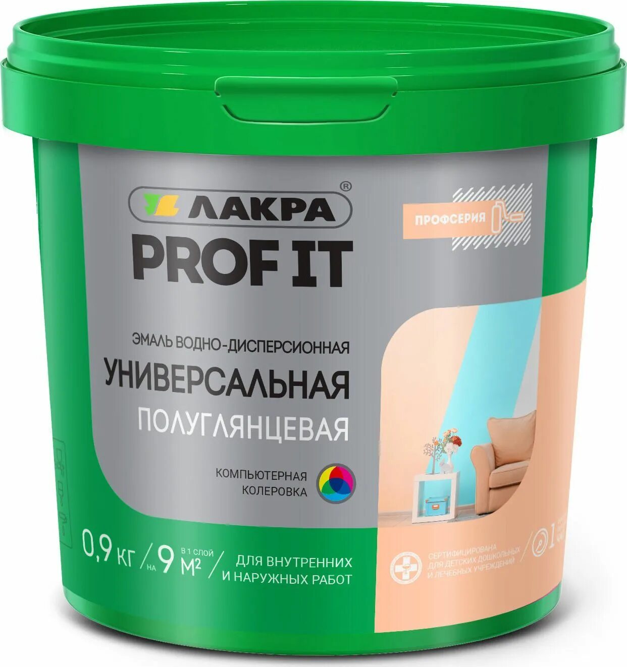 Лакра prof it. Фасадная краска лакра prof it. эмаль универсальная лакра prof it вд матовая база а 0,9 кг. грунтовка лакра prof it акриловая универсальная. эмаль универсальная лакра prof it вд  полуглянцевая база а 0,9 кг.
