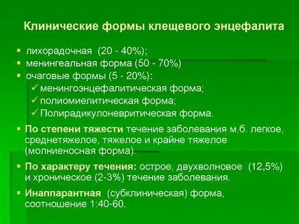 Формы клещевого энцефалита