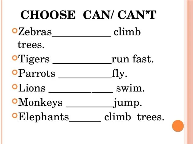 Can 2 form. Глагол can can&#039;t в английском языке 3 класс упражнения. задания на can cant 3 класс английский язык. глагол can в английском языке 3 класс упражнения. can can t упражнения.