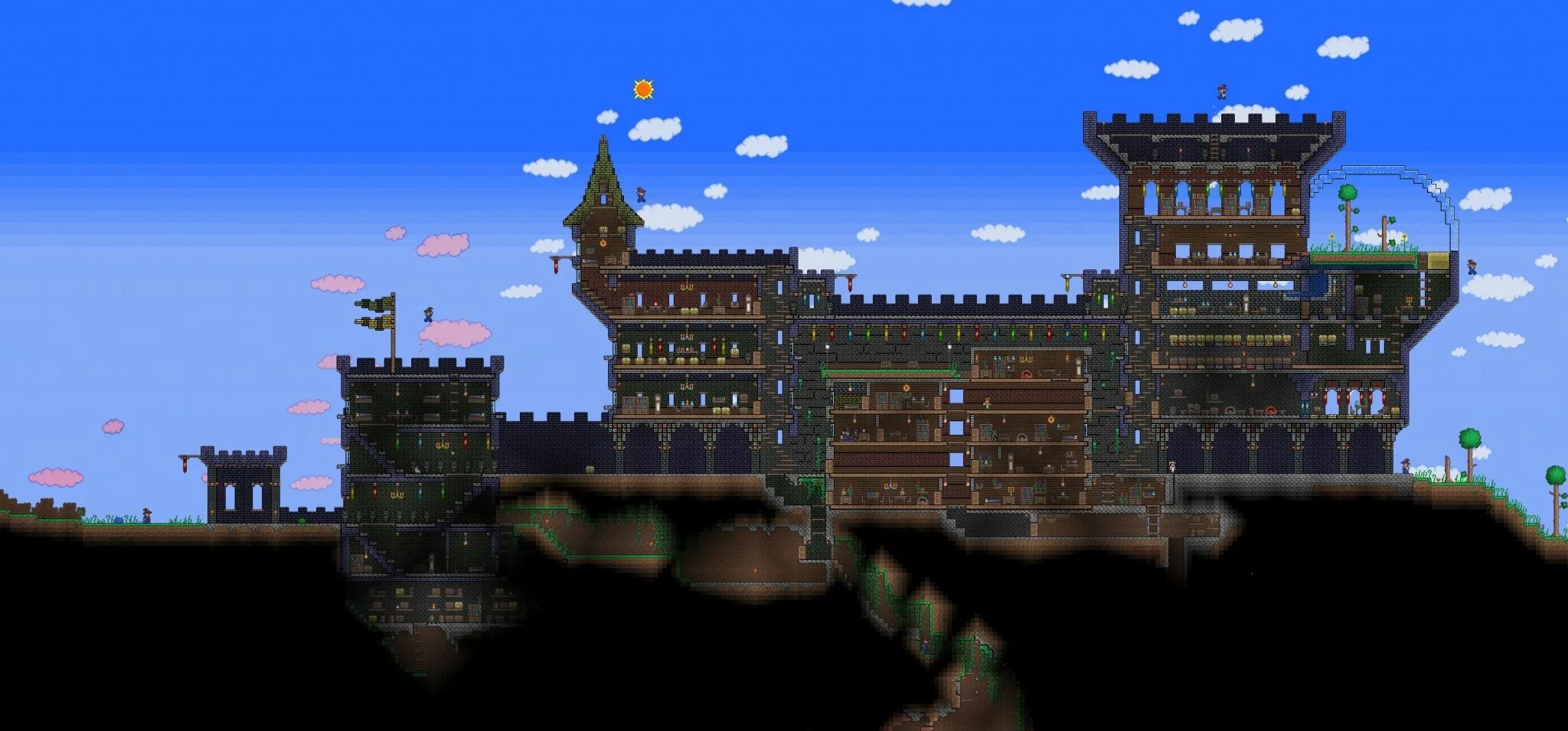 Трактирщик террария. Замок террария. Красивый замок в террарии. Terraria крепость. Красивый дом в террарии.