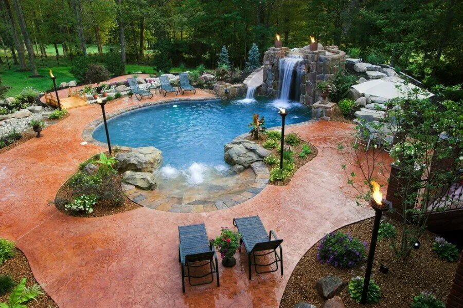 Beautiful Backyard Waterfall Ideas - viraldecorations Backyard pool landscaping,