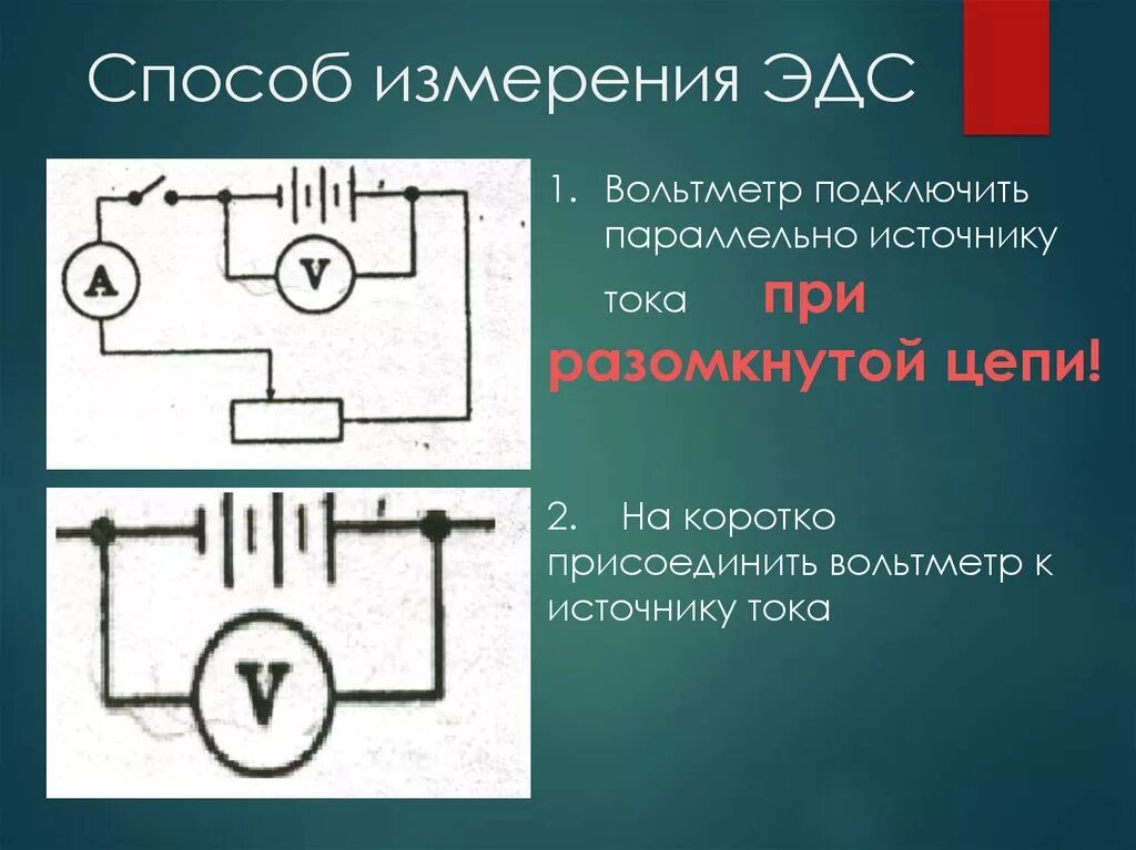 Каким способом измеряют. Измерение тока. Способы измерения тока.. ЭДС прибор для измерения и схема включения. Схема измерения напряжения ЭДС. Способы измерения ЭДС источника.