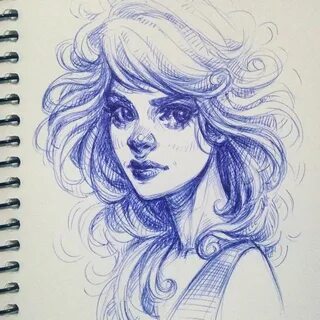 Девушка нарисованная ручкой
