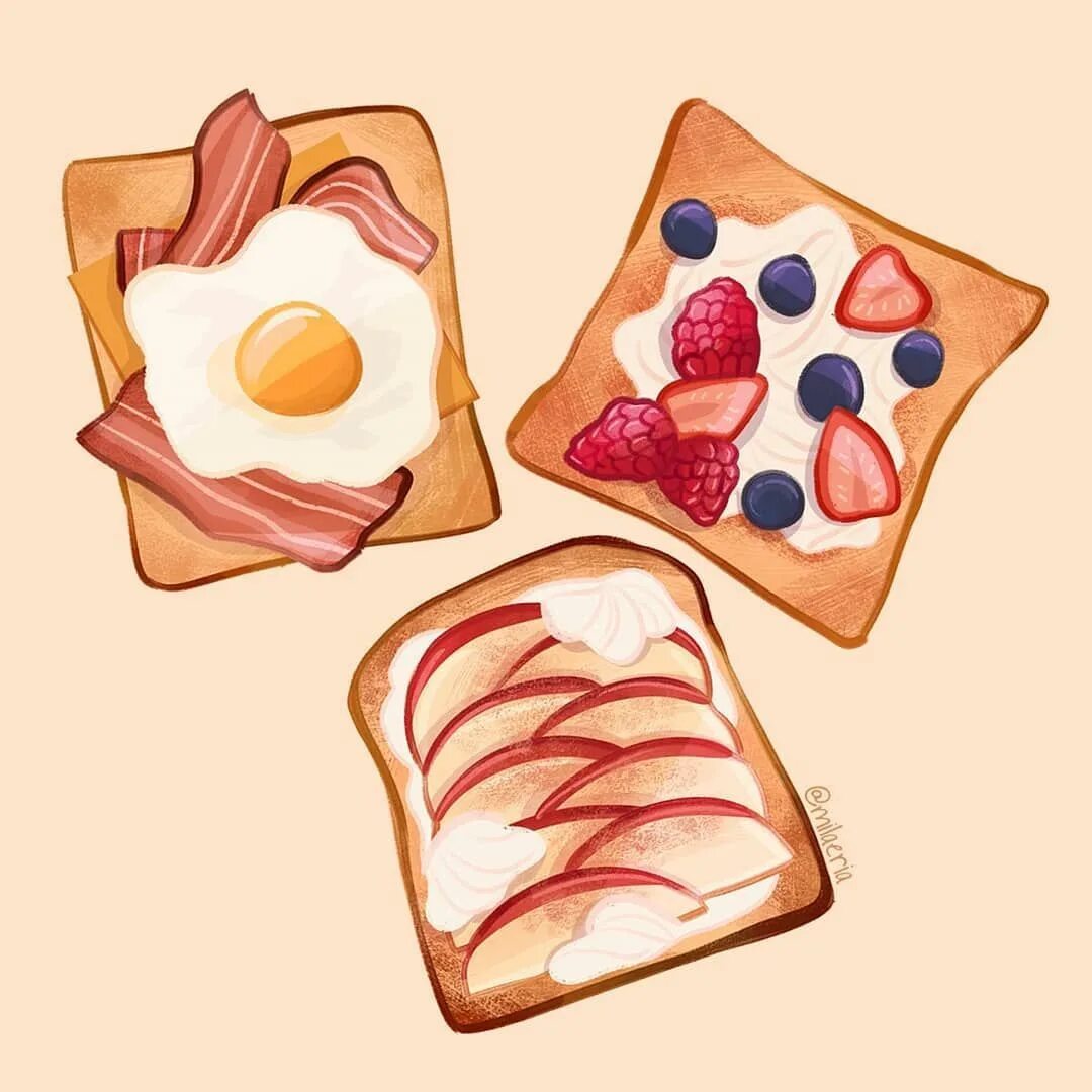 Скетчфаб Toast. Food Paintings for Beginner. Some toast