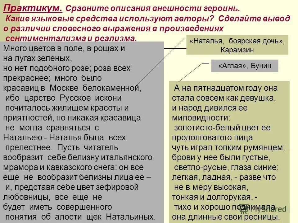 Текст сравнительное описание