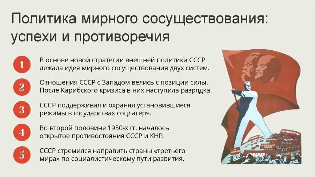 Сущность социальных процессов происходивших в ссср. Политика мирного сосуществования успехи и противоречия. Противоречия политики мирного сосуществования. Политика мирного сосуществования со странами Запада. Политика мирного сосуществования СССР.