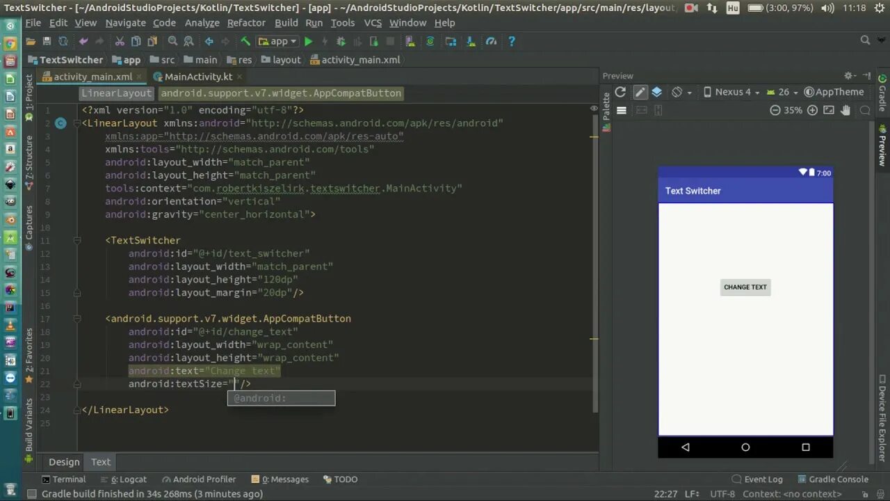 Kotlin text. Android studio kotlin. layout kotlin. textswitcher android studio что это. как сделать кнопку с i kotlin android studio.
